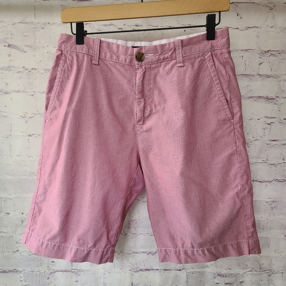 Tommy Hilfiger Red White Micro Stripe Cotton Shorts 29